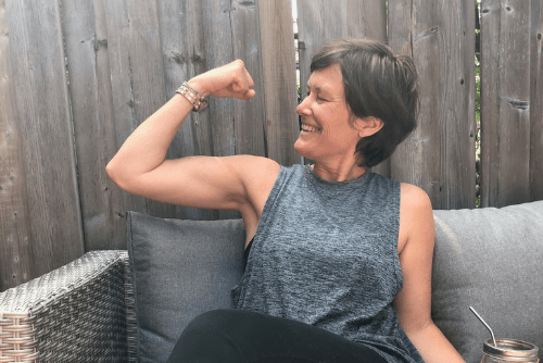 Barbara flexing muscle